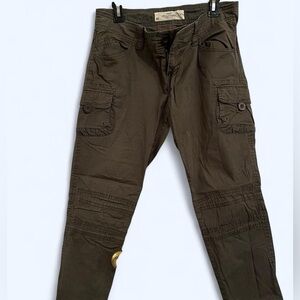 Vintage H&M Cargo Pants in Olive Green Skinny Ankle